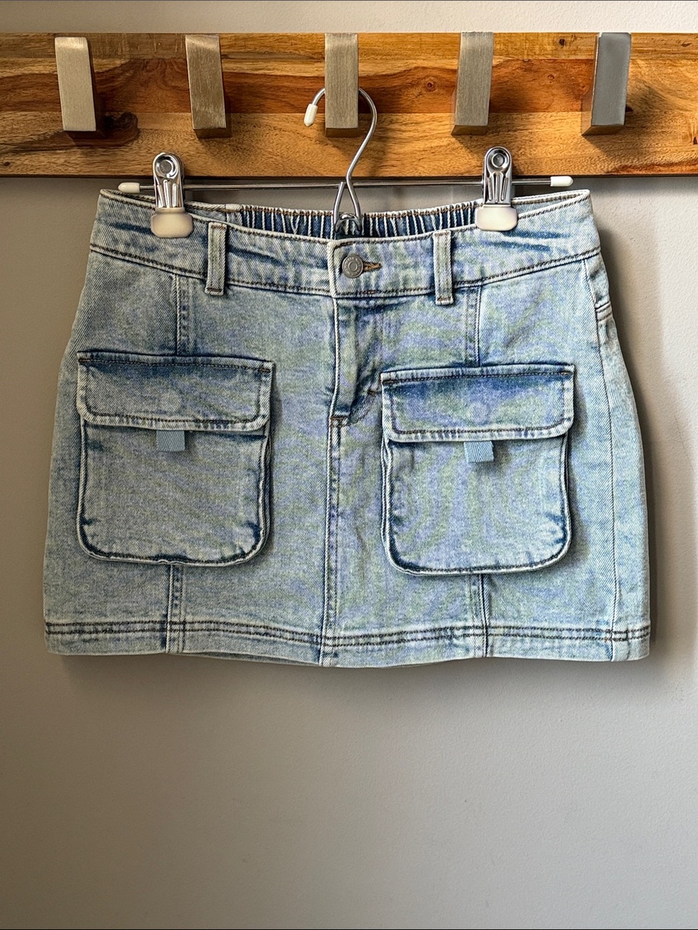Wild Fable - Light Wash Denim Mini Skirt with Front Snap Button Pockets